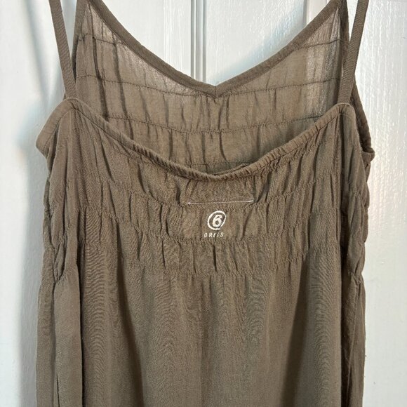 MM6 Maison Margiela Dress Brown Short Mini Sheer Summer Shirred Straps size 44 8 - Picture 5 of 8